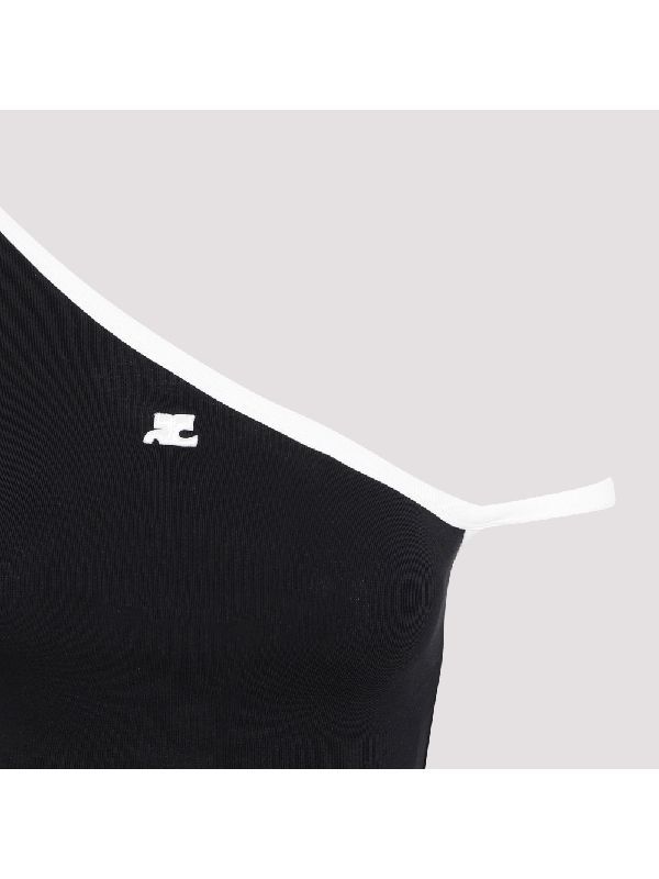 Logo asymmetric one-shoulder sleeveless