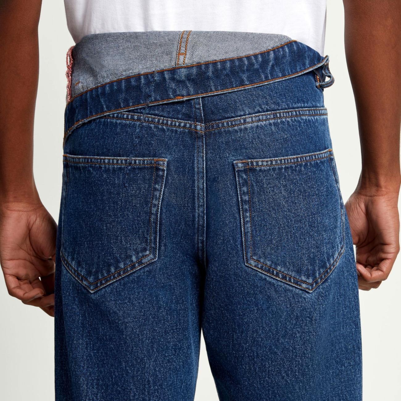 Classic Asymmetric Waist Jeans Navy Male