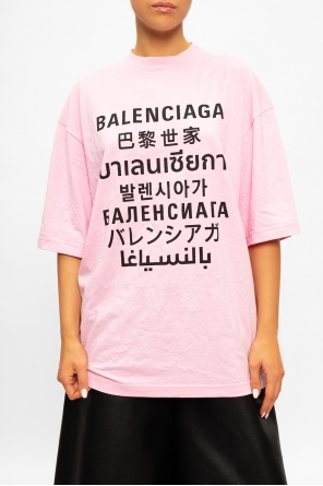 BALENCIAGA PINK LOGO T-SHIRT