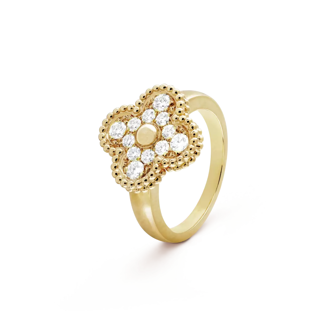 vintage alhambra ring yellow gold diamonds