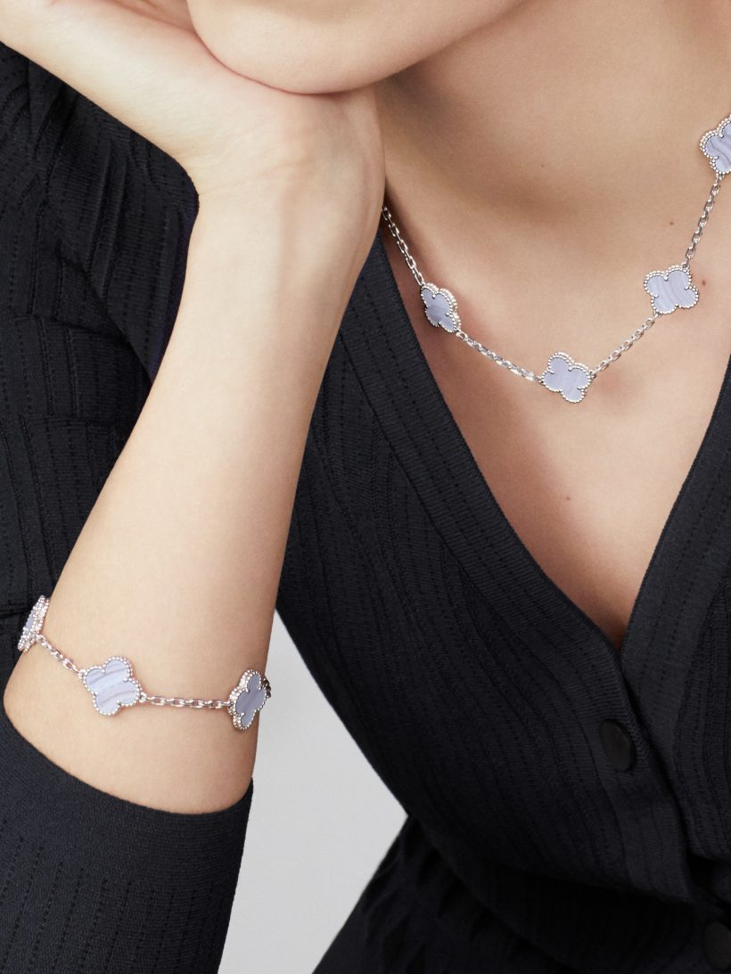 Vintage Alhambra bracelet, 5 motifs White Gold