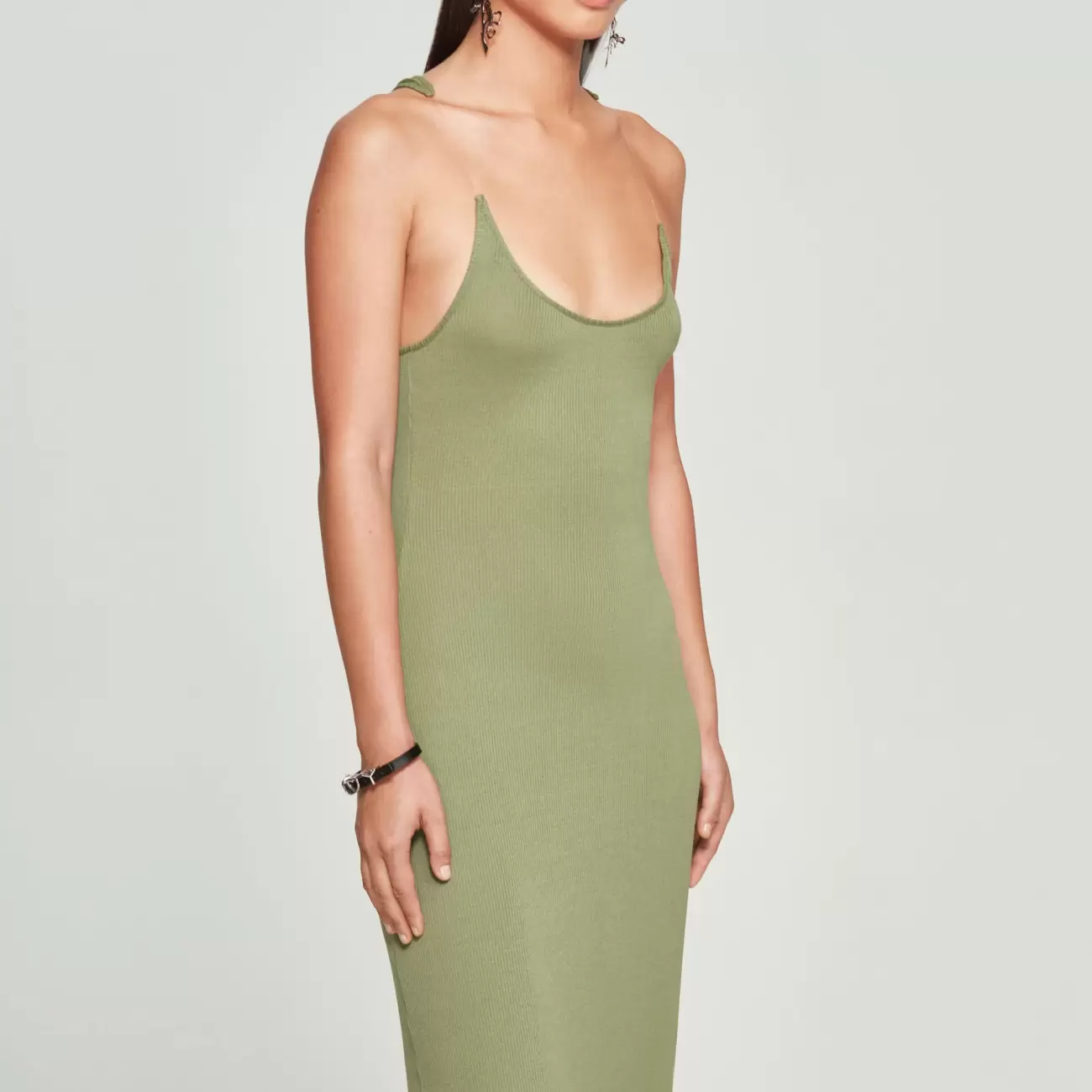 Invisible Strap Dress Expand Olive