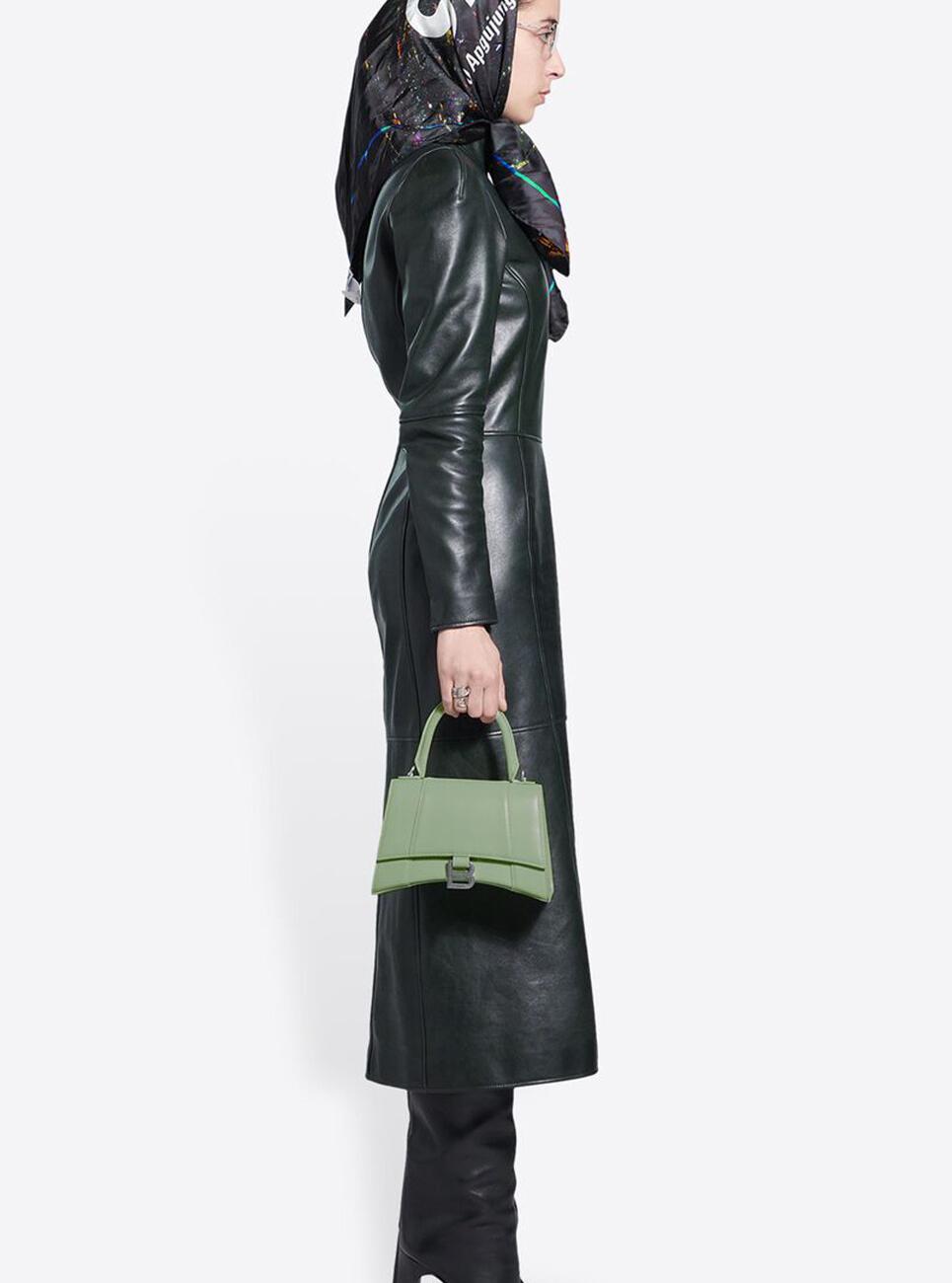 Balenciaga Hourglass Small Handbag in Shiny Box Calfskin Light Green