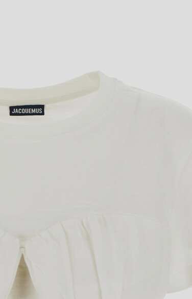 W) Jacquemus Le T-Shirt Baci Gathered Bra T-Shirt White