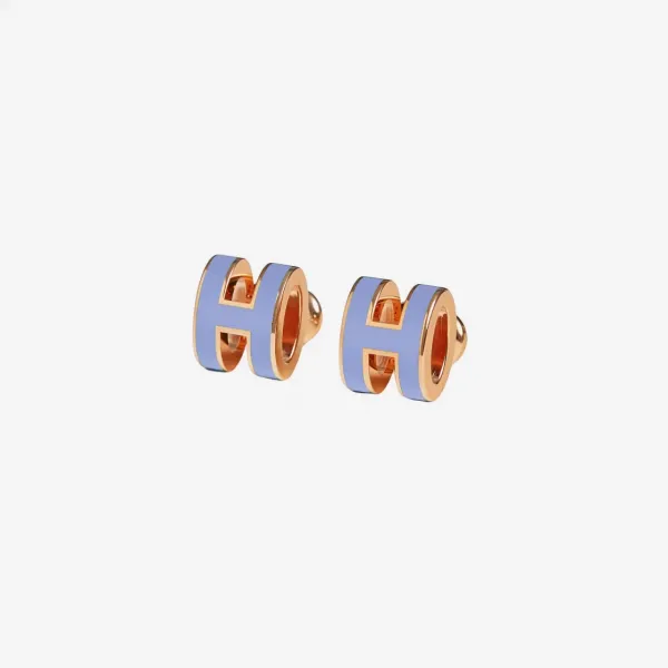 Hermes Mini Pop H Earring Rose Gold & Lilas