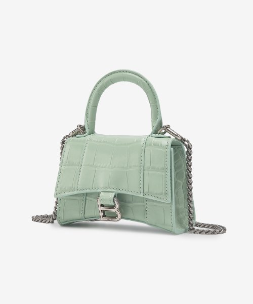 MINI CROCO LEATHER HOURGLASS CROSSBODY BAG