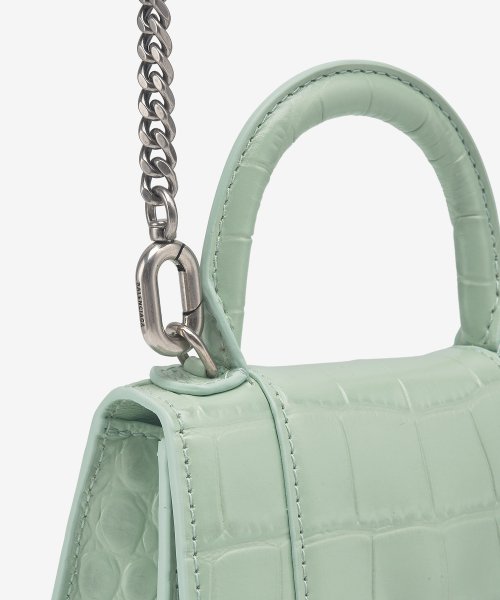 MINI CROCO LEATHER HOURGLASS CROSSBODY BAG