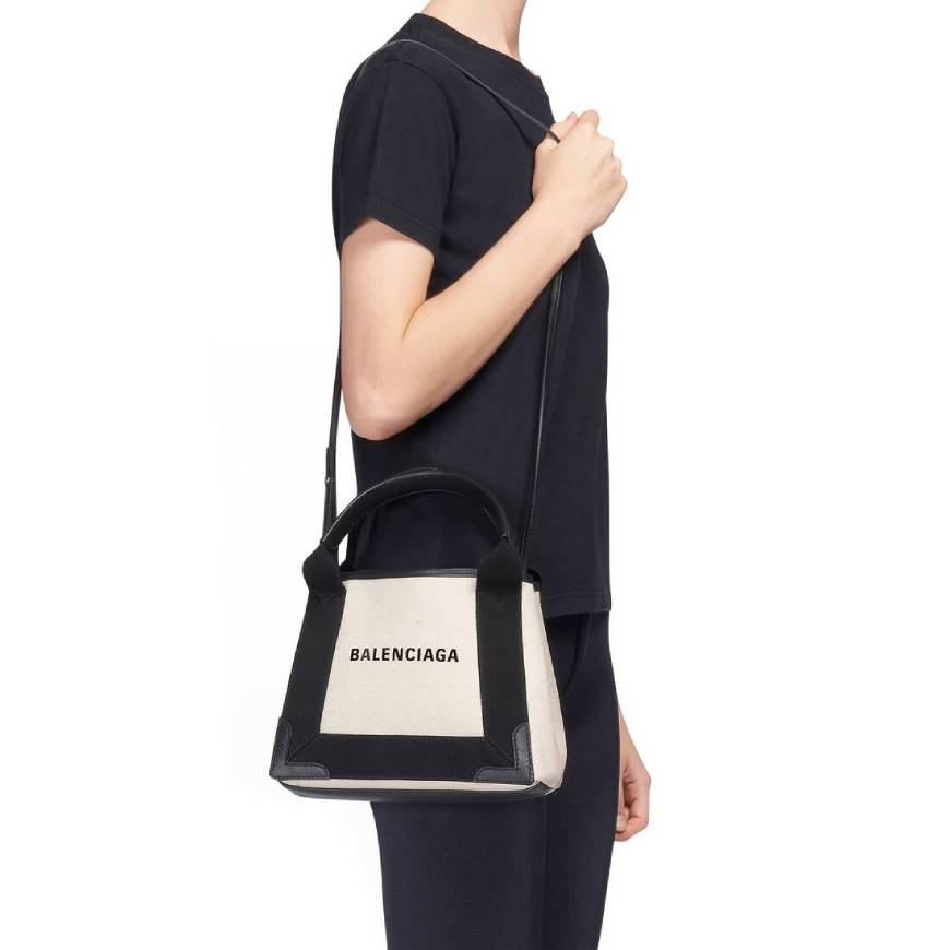 WOMEN'S NAVY XS TOTE BAG IN BLACK/SILVER