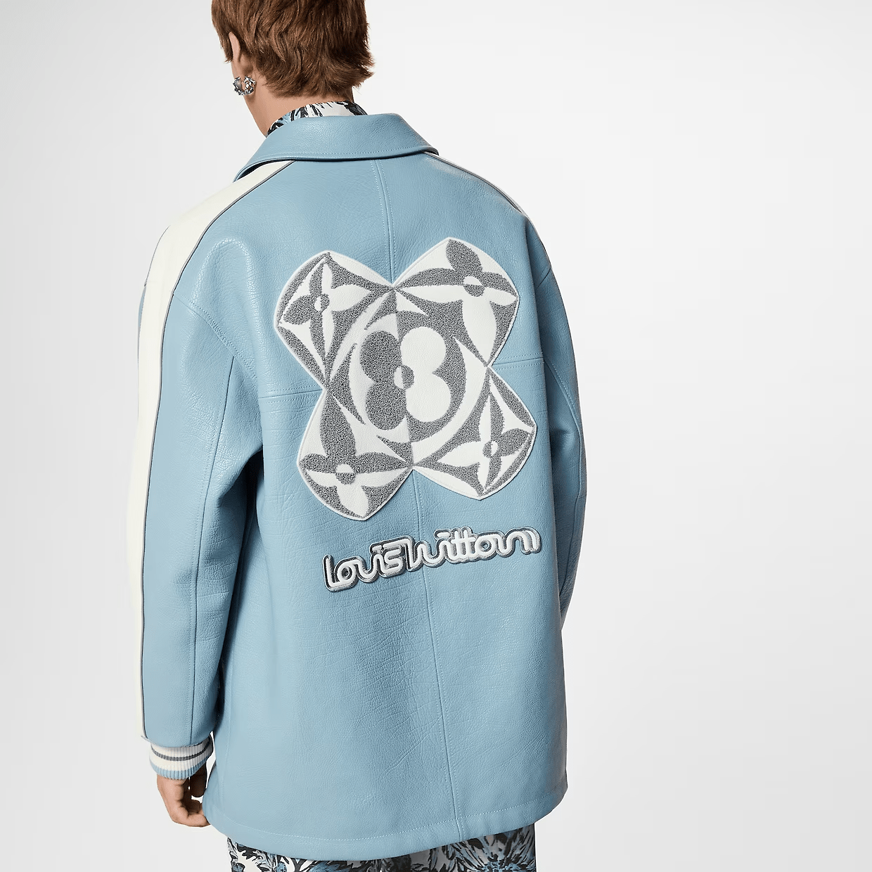 Long leather coach jacket