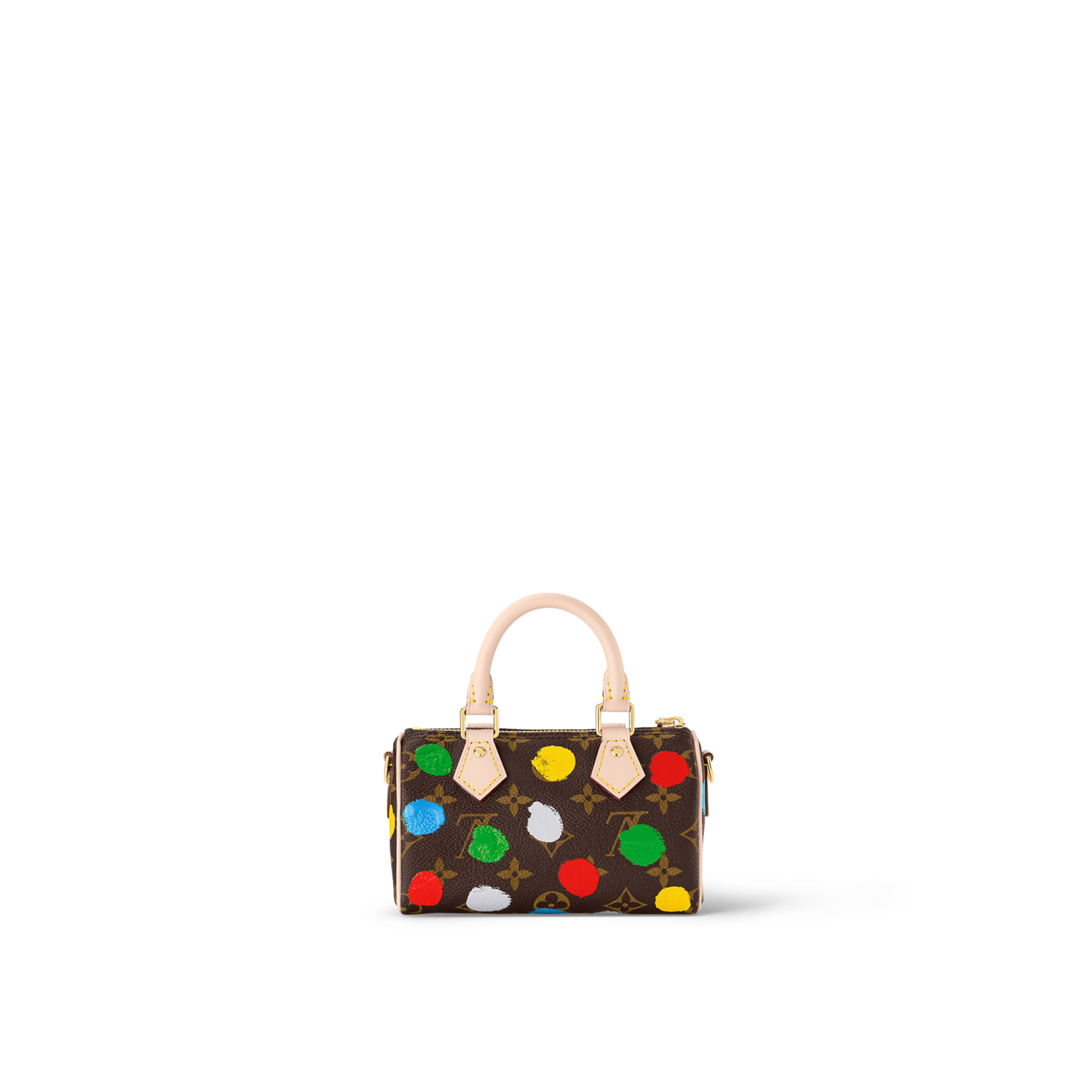 LV x YK Nano Speedy Monogram coated canvas with 3D painted dot print