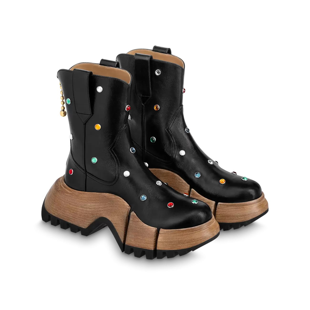 LV Zoom platform ankle boots noir