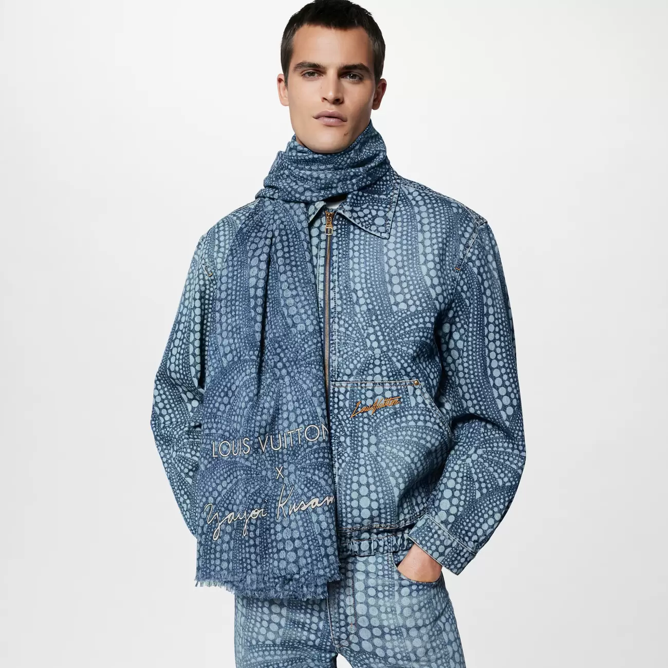 LV x YK Denim Pumpkin Stole