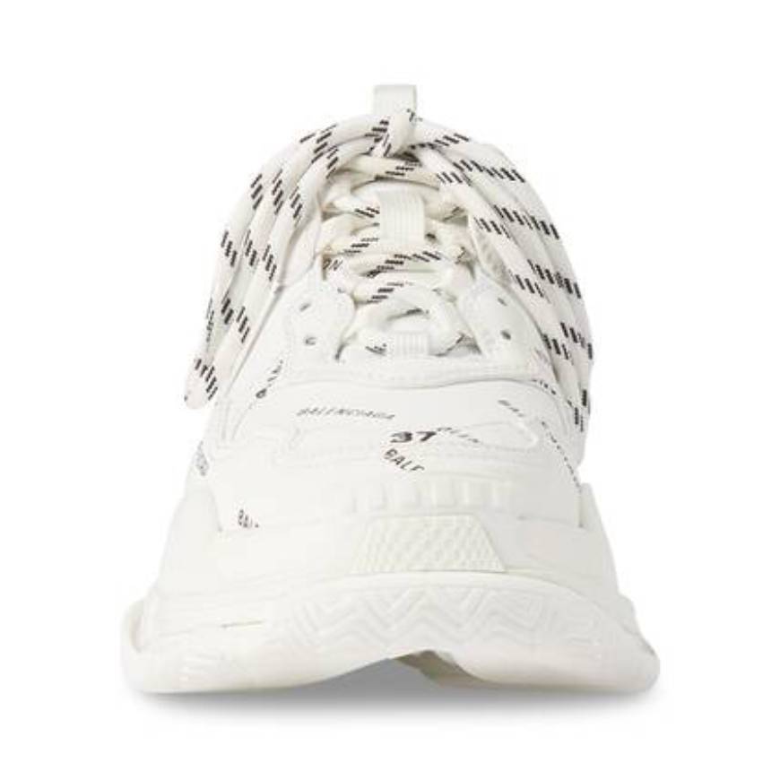 WOMEN'S TRIPLE S TRAINERS ALLOVER LOGO IN WHITE/BLACK