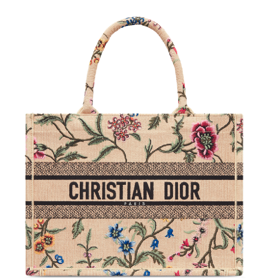 Túi Medium Dior Book Tote Burgundy Toile de Jouy Stripes Embroidery