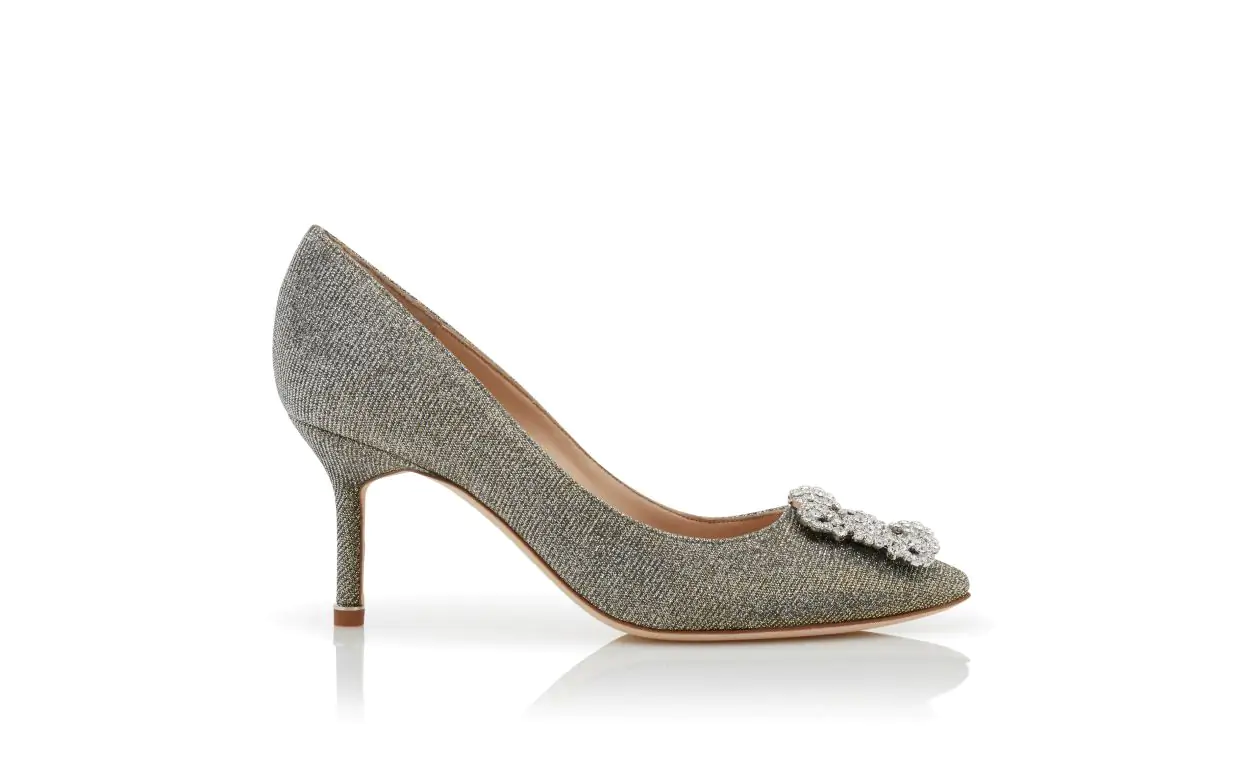 HANGISI GLITTER 70 Mixed Glitter Fabric Jewel Buckle Pumps