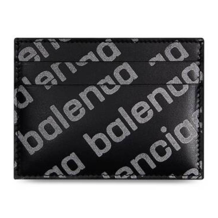 MEN'S CASH CARD HOLDER WITH REFLECTIVE ALLOVER LOGO PRINT IN BLACK
