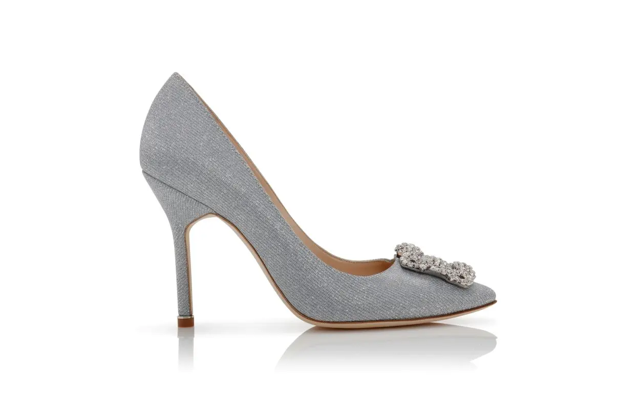HANGISI GLITTER Silver Glitter Jewel Buckle Pumps