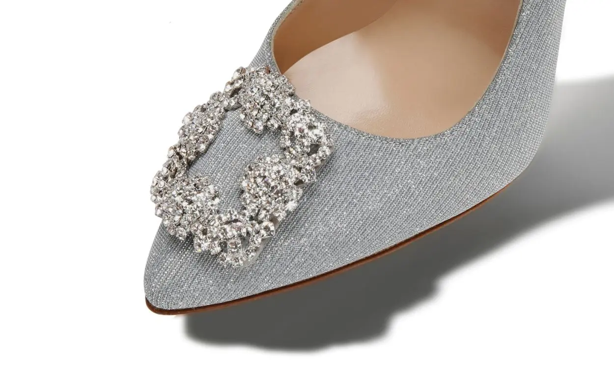 HANGISI GLITTER Silver Glitter Jewel Buckle Pumps