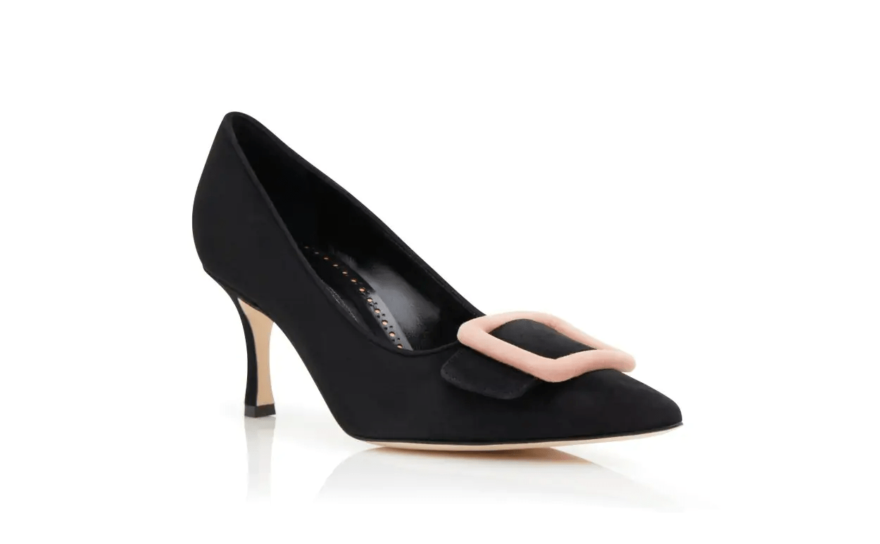 MAYSALEPUMP 70 BLACK AND LIGHT BEIGE SUEDE BUCKLE PUMPS