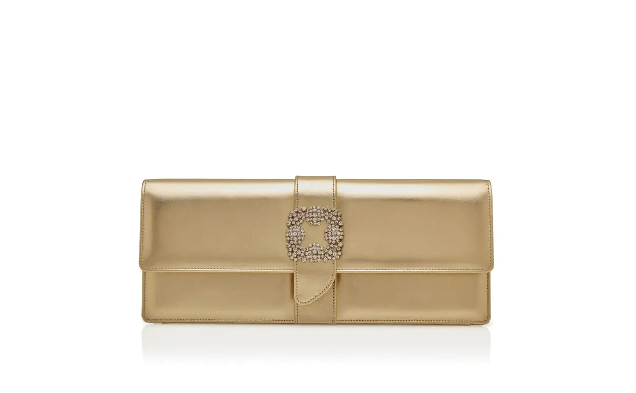 CAPRILONG GOLD NAPPA LEATHER JEWEL BUCKLE CLUTCH