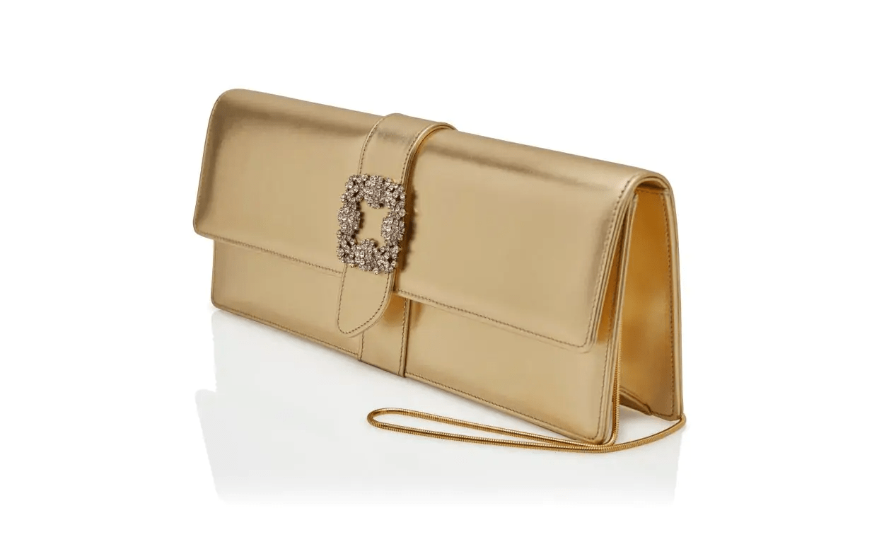 CAPRILONG GOLD NAPPA LEATHER JEWEL BUCKLE CLUTCH