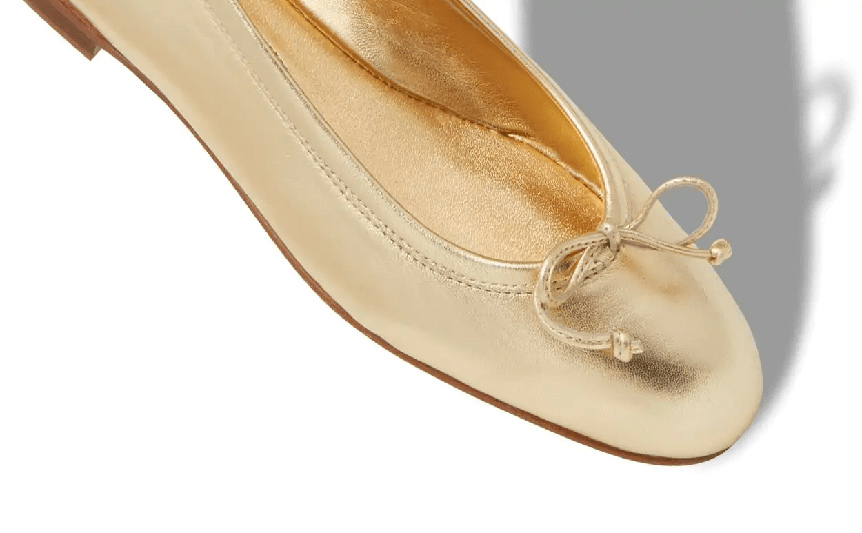 VERALLI GOLD NAPPA LEATHER BALLERINA FLATS 