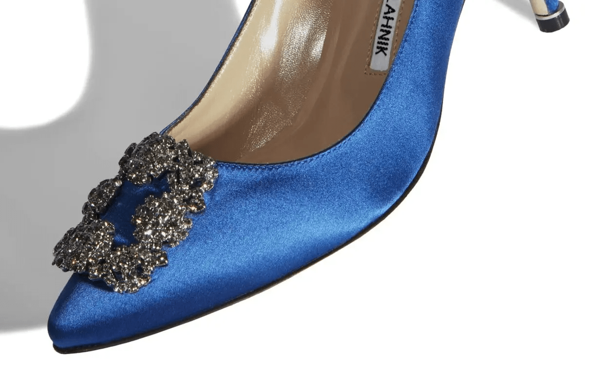 HANGISI 70 BLUE SATIN JEWEL BUCKLE PUMPS 