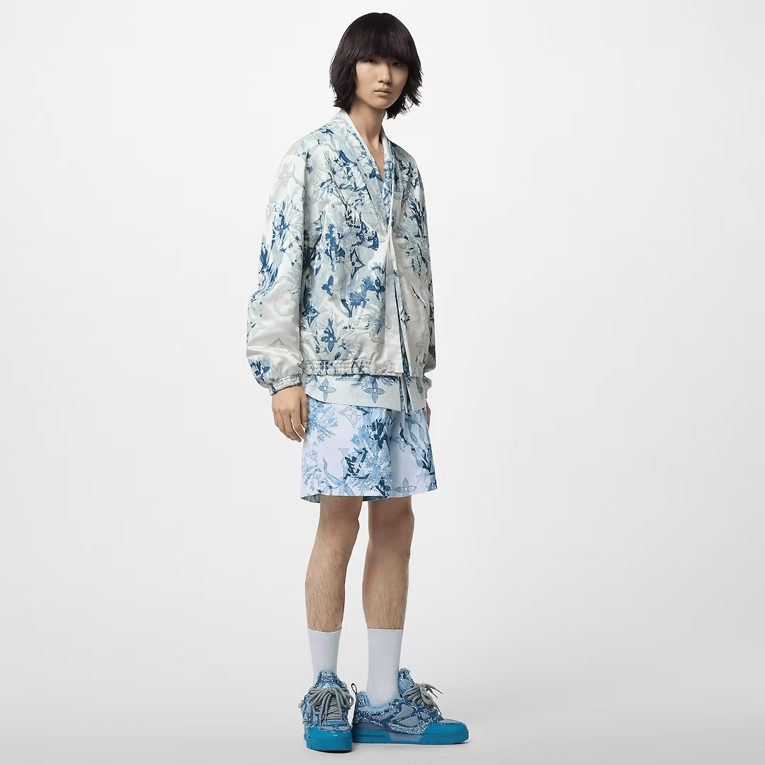 Silk-blend embroidered blouson