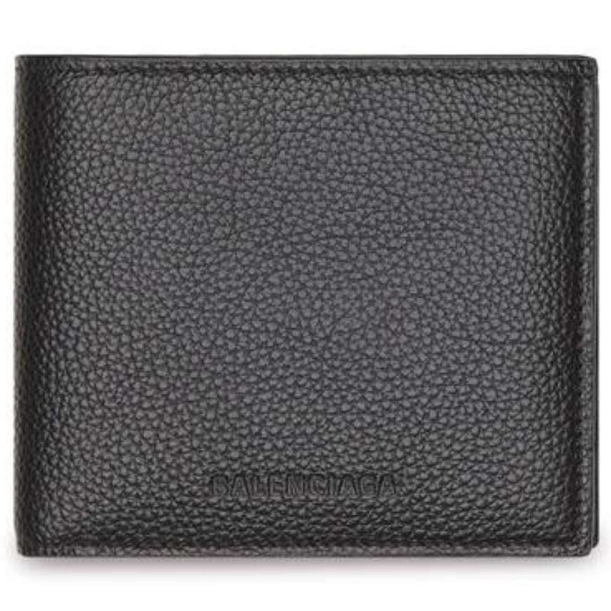 MEN'S ESSENTIAL SQUARE FOLDED COIN WALLET IN BLACK