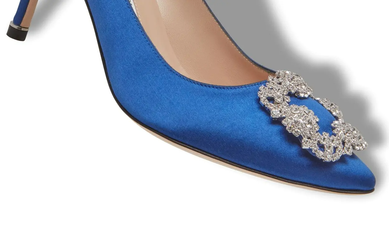 HANGISI 70 DARK BLUE SATIN JEWEL BUCKLE PUMPS 
