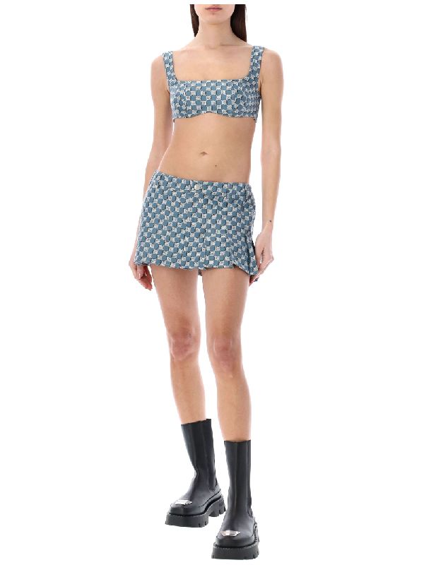 monogram print pleated skirt