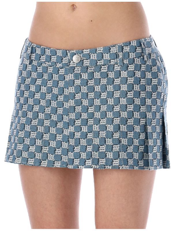 monogram print pleated skirt