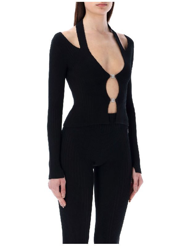 monogram closure halterneck cardigan