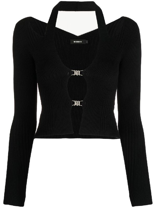 monogram closure halterneck cardigan