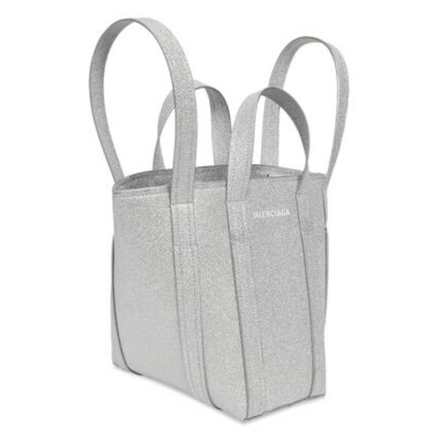 WOMEN'S EVERYDAY XS NORTH-SOUTH SHOULDER TOTE BAG IN SPARKLING FABRIC IN SILVER