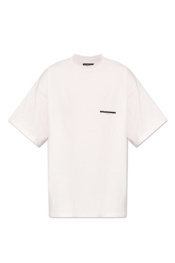 BALENCIAGA CREAM LOGO T-SHIRT