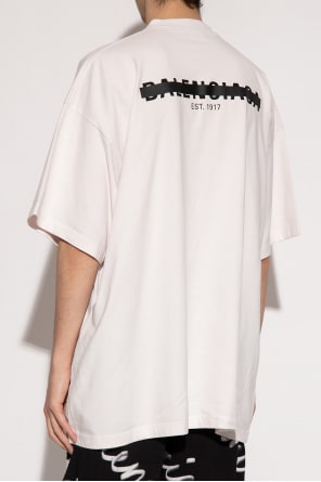 BALENCIAGA CREAM LOGO T-SHIRT