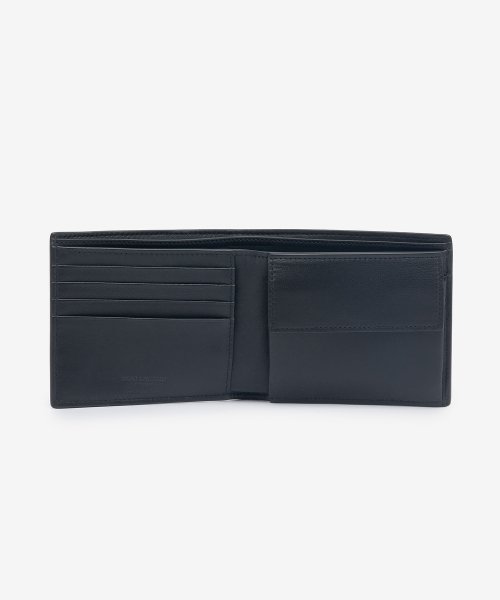 Men's East/West Crocodile Embossed Leather Bifold Wallet - Black 