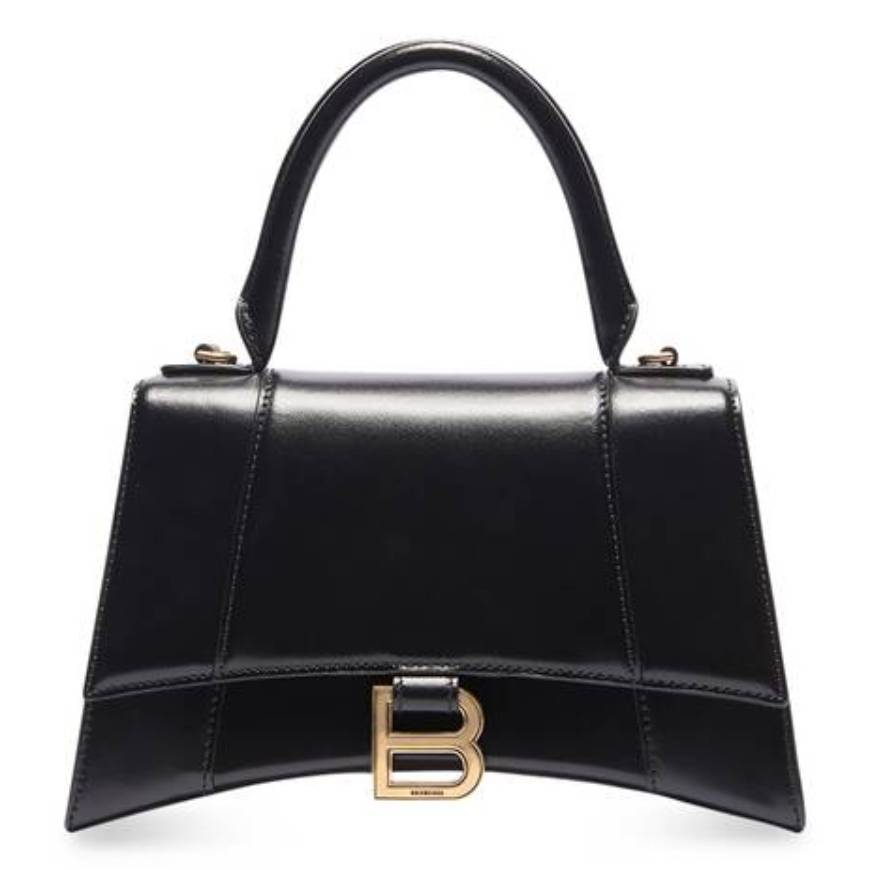 Balenciaga Hourglass Small Handbag in Shiny Box Calfskin Black