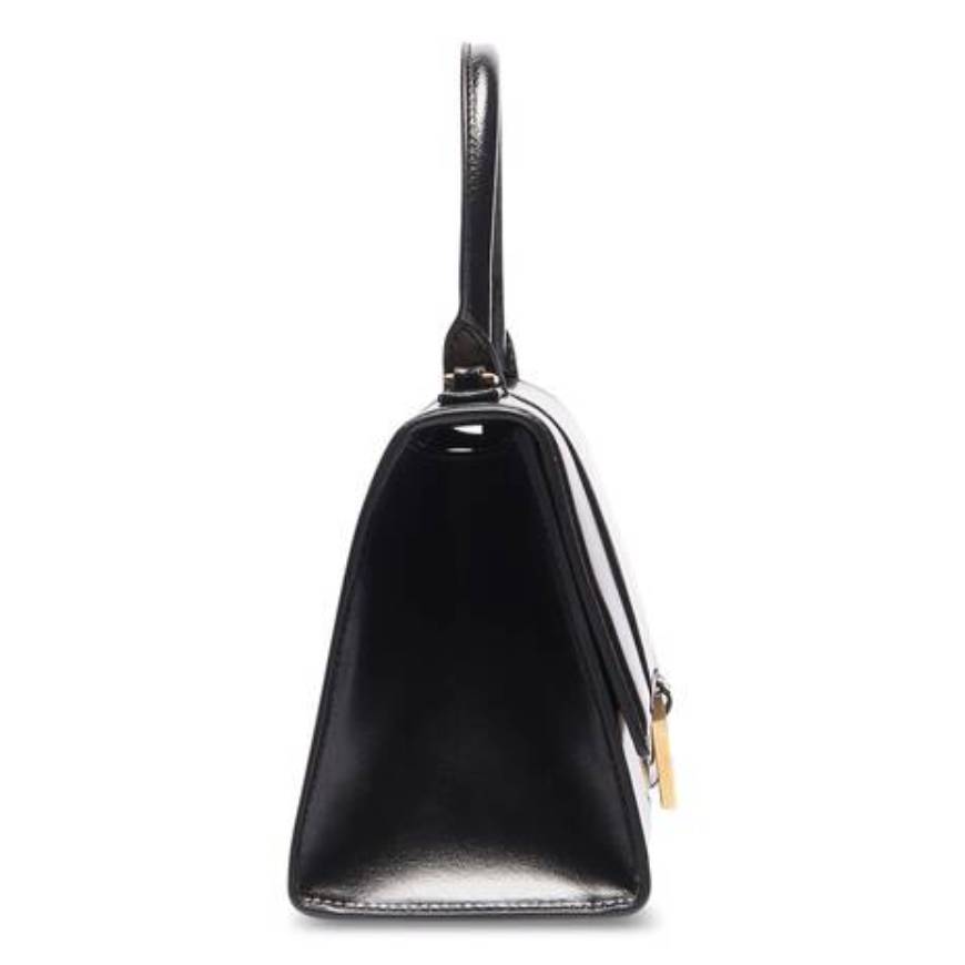 Balenciaga Hourglass Small Handbag in Shiny Box Calfskin Black