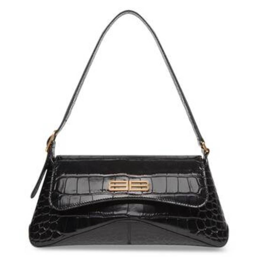 WOMEN'S XX SMALL FLAP BAG CROCODILE EMBOSSED IN BLACK 