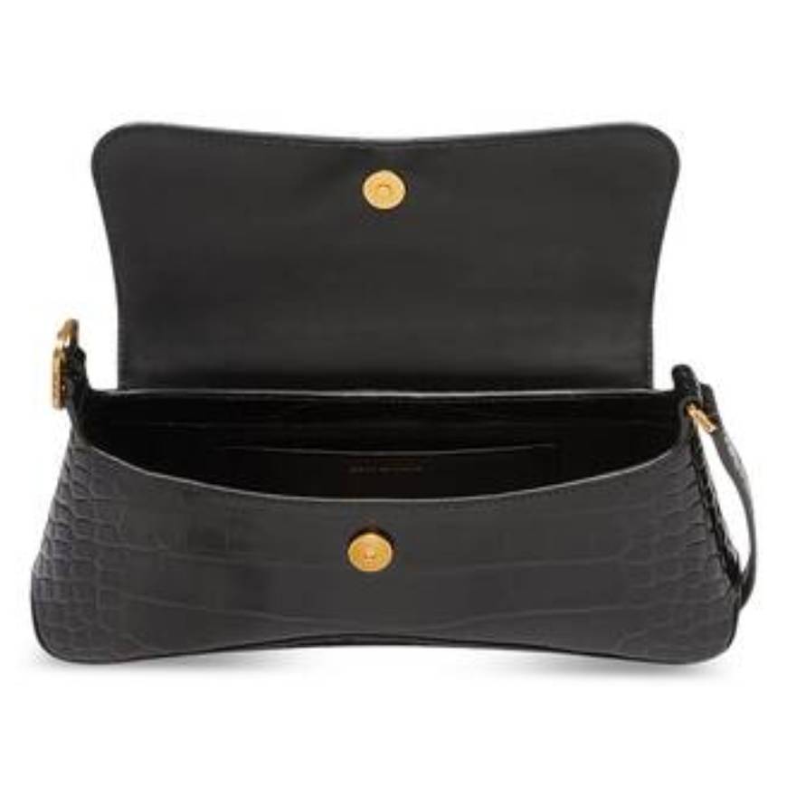 WOMEN'S XX SMALL FLAP BAG CROCODILE EMBOSSED IN BLACK 
