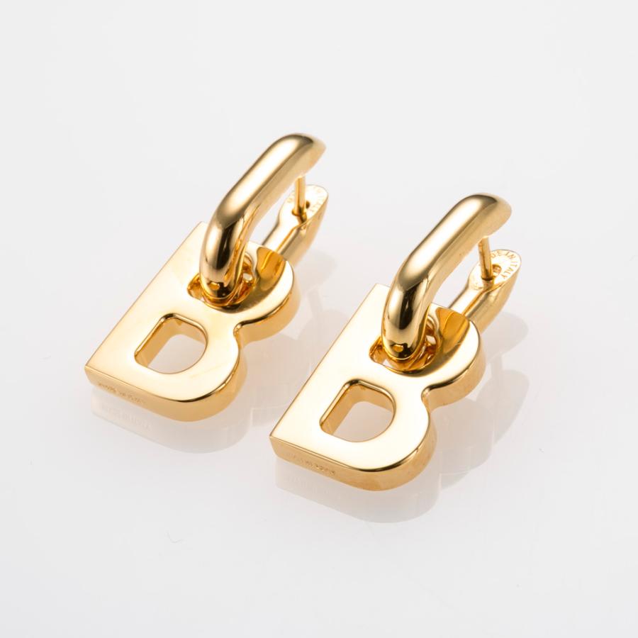 BALENCIAGA GOLD BRASS LOGO EARRINGS