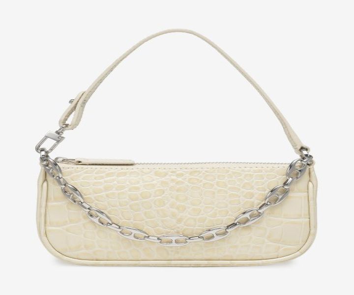 Women's Mini Rachel Crocker Embossed Leather Shoulder Bag - Cream 