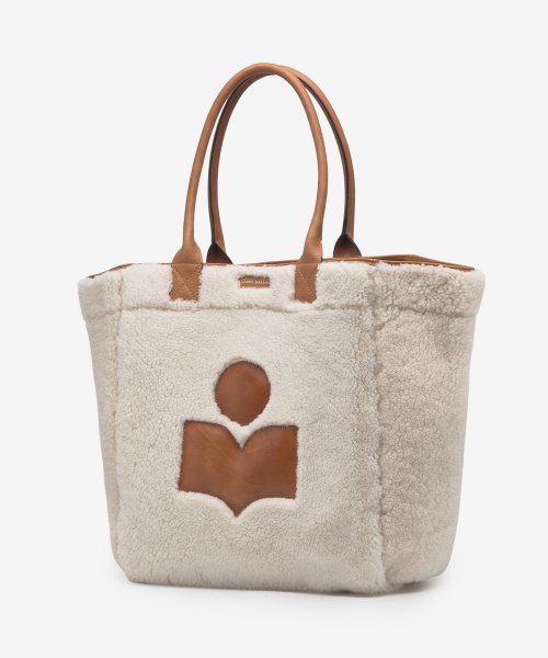 Women's fur logo tote bag - Ecru