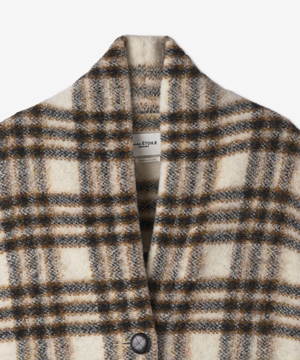 Women's Gabrielle Wool Check Coat - Ecru