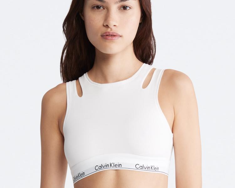 Women's Modern Cotton Deconstructed Lined Bralette WHITE