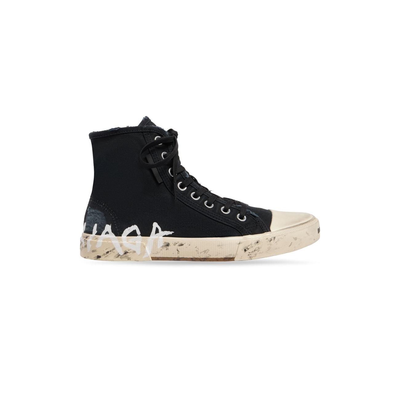 PARIS HIGH TOP GRAFFITI SNEAKER IN BLACK