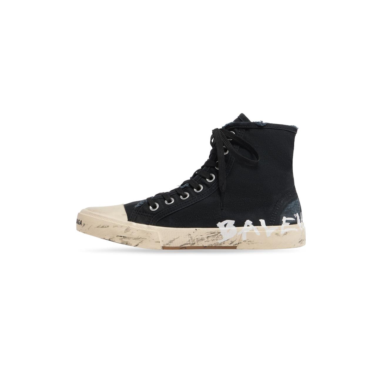 PARIS HIGH TOP GRAFFITI SNEAKER IN BLACK
