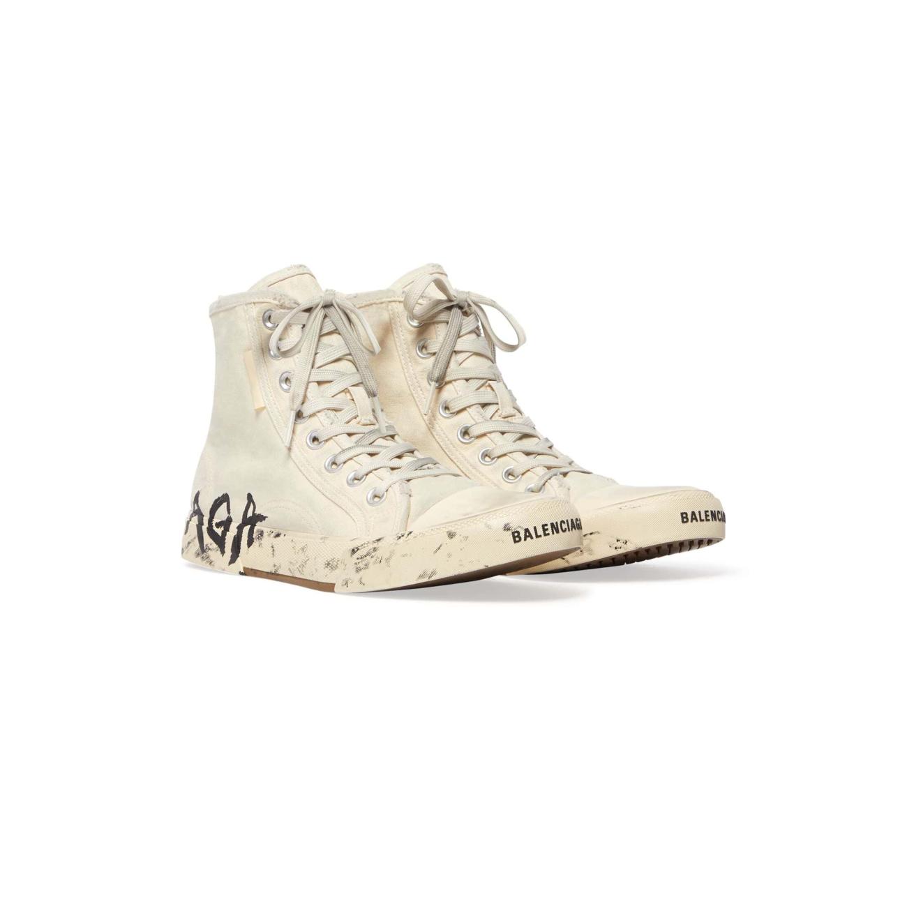 PARIS HIGH TOP GRAFFITI SNEAKER IN WHITE